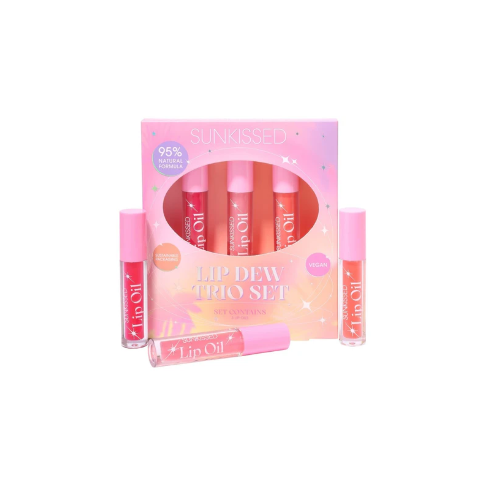 Sunkissed Lip Dew Trio Gift Set – 3 Lip Oils fo...
