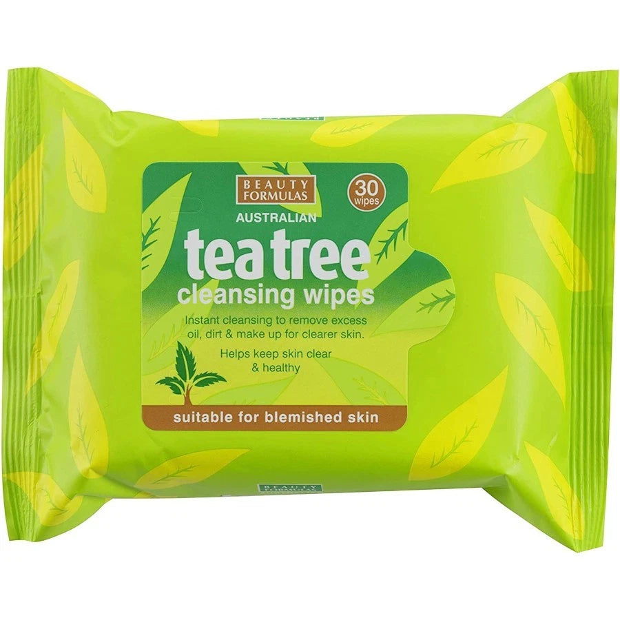 Beauty Formulas Australian Tea Tree Cleansing Wipes – 30 Wipes | Deep Clean