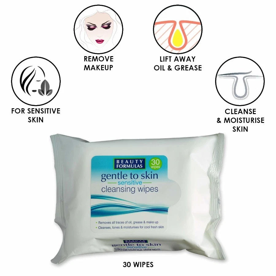 Beauty Formulas Gentle To Skin Sensitive Cleansing Wipes – 30 Wipes